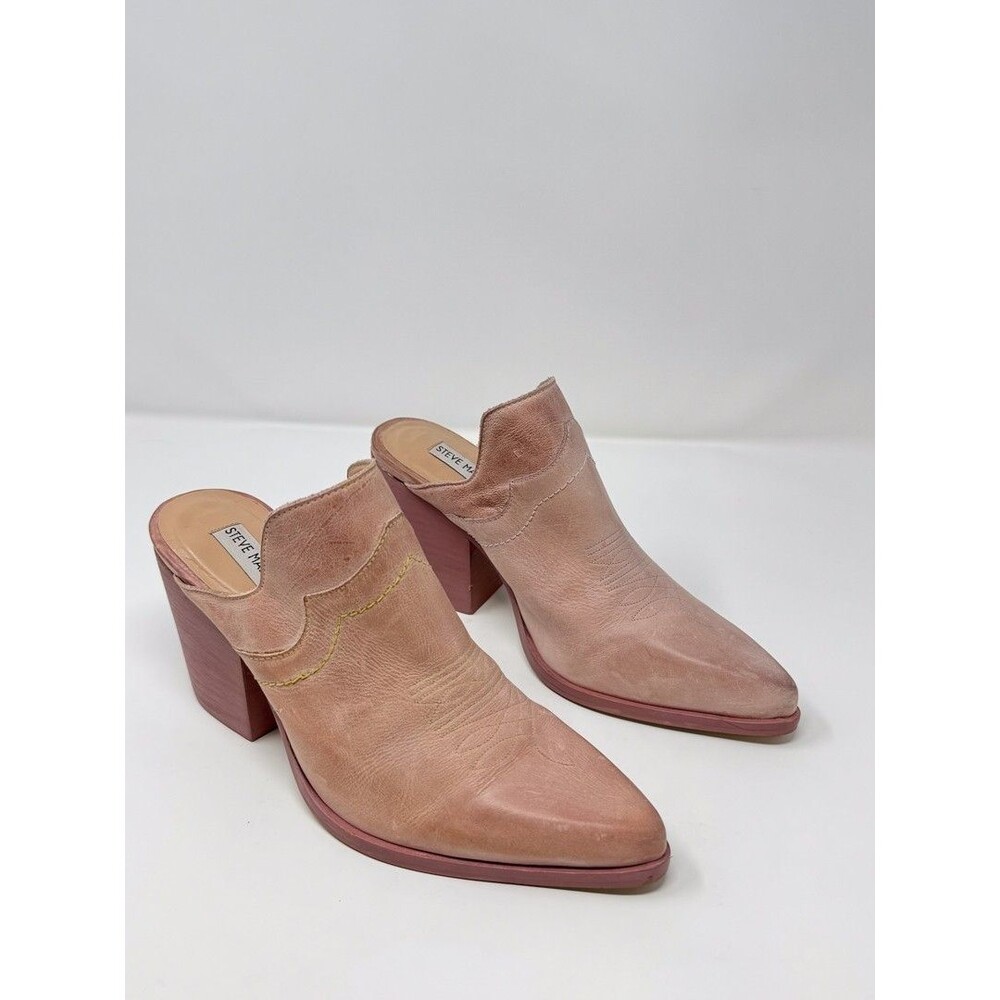 Steve Madden Cando C Heels Brown Leather Western Mules Pointed Sandals US 9 M